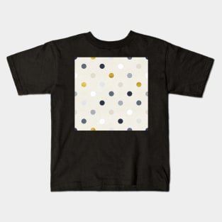 Modern Polka Dots in Blue and Gold Kids T-Shirt